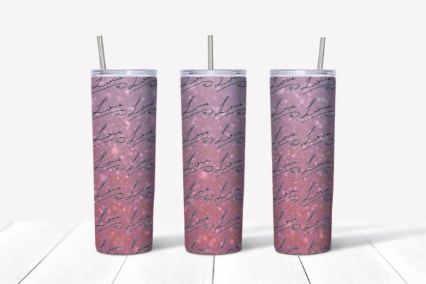 Pink Glitter Love Tumbler - 20oz